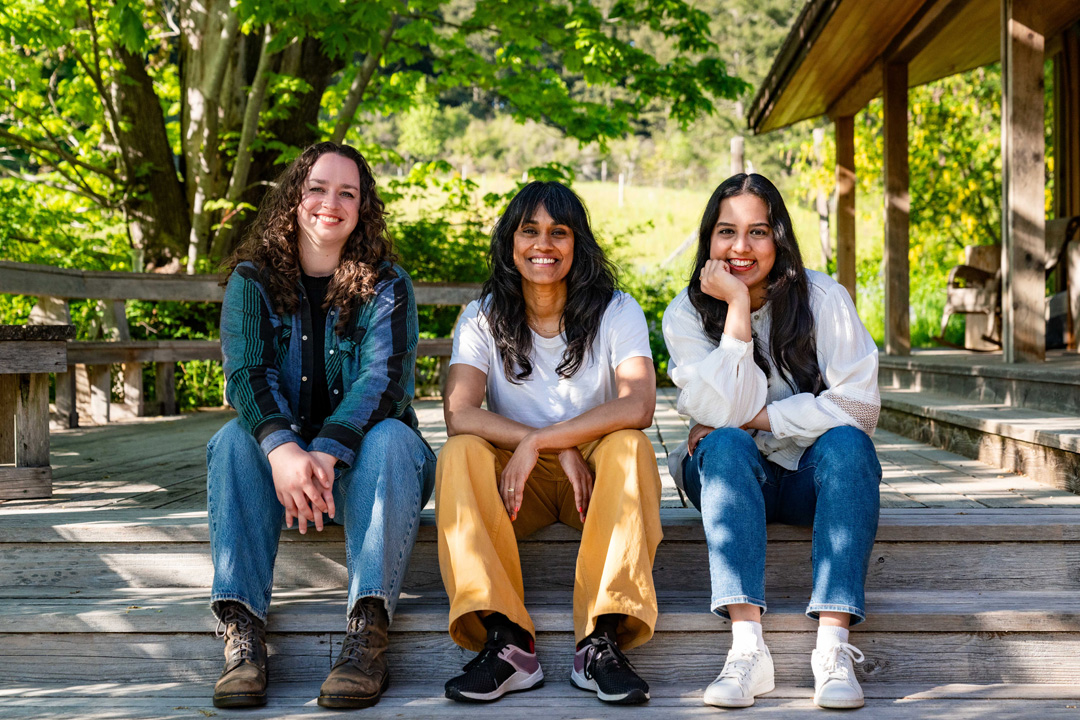 Emma McIntosh, Denise Balkissoon, and Fatima Syed from the Ontario bureau of The Narwhal. Photo: Ryan Wilkes / The Narwhal